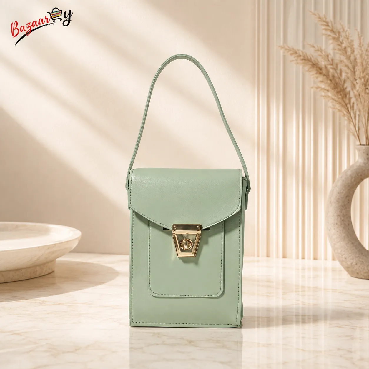 Elegant Mint Green Shoulder Bag for Women – Compact Crossbody & Casual Handbag